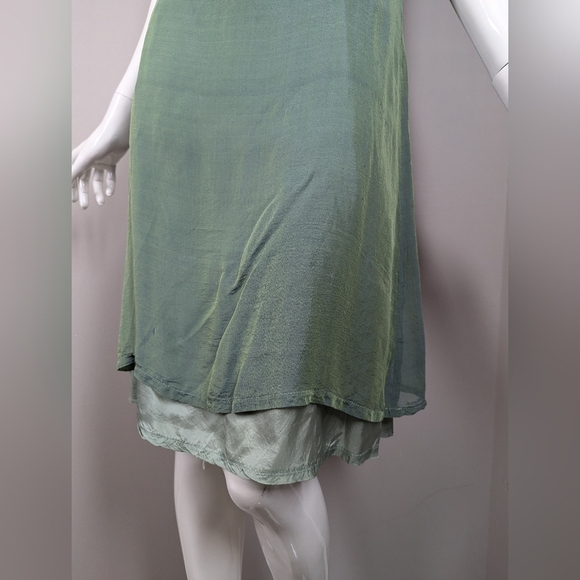 Hurricane Grace Silk Slip Dress Size 8 Green Purple Ombre 90s Minimalist Layered - Picture 5 of 10